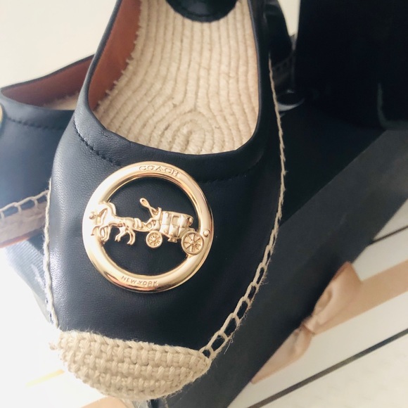 🎀 Coach Clara Leather Ballet Espadrille in Black - Picture 2 of 8